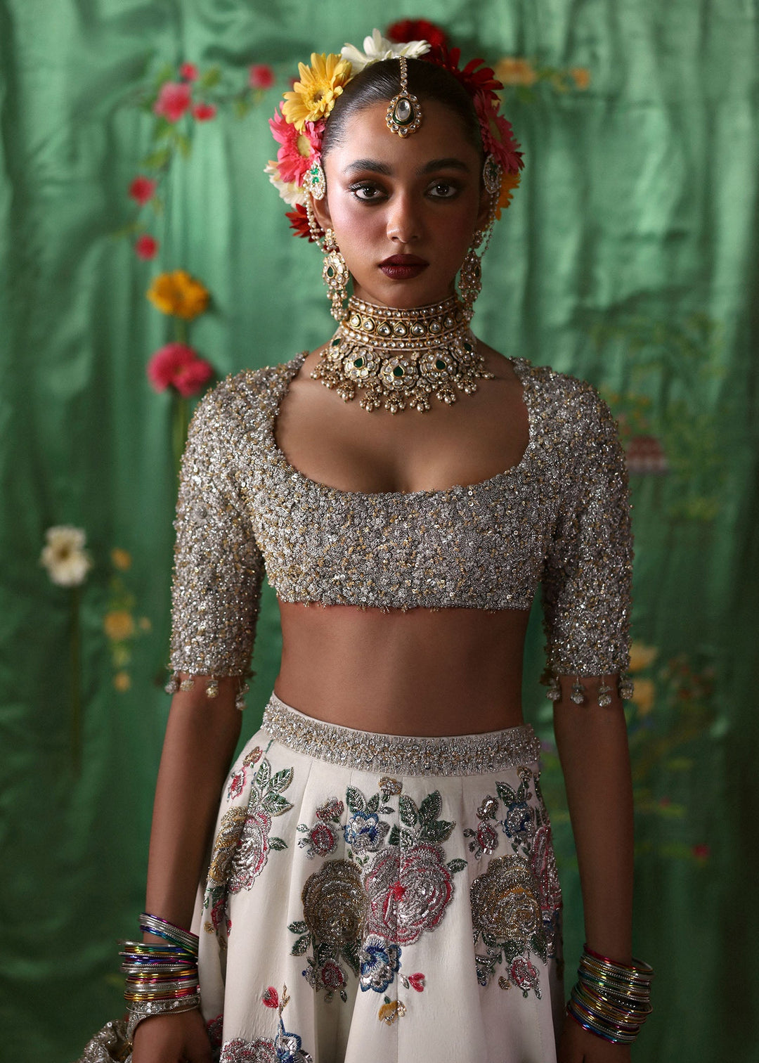 Indian Bridal Dress in Choli Lehenga and Dupatta Style Online