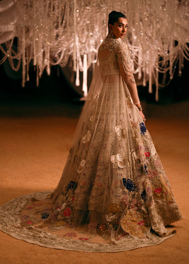 Indian Bridal Dress in Lehenga Choli and Cape Style