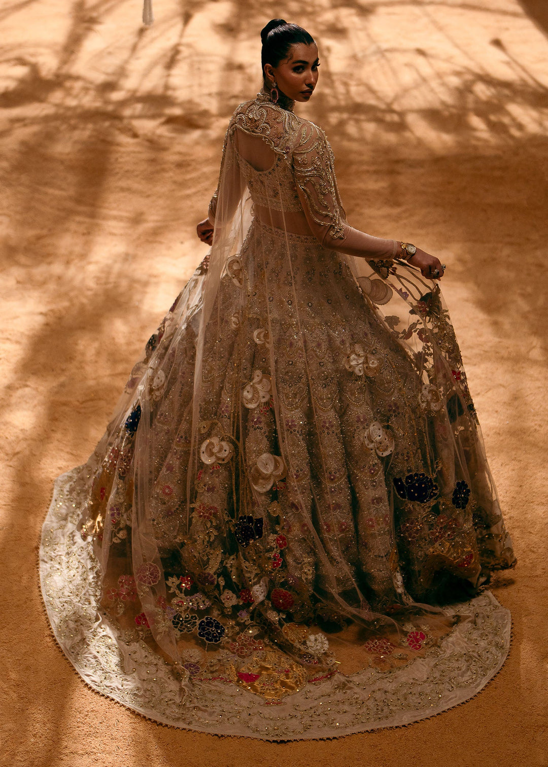 Indian Bridal Dress in Lehenga Choli and Cape Style Online