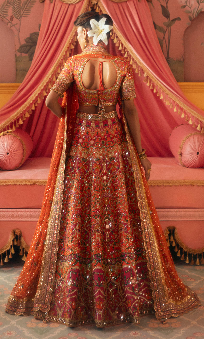 orange wedding dress indian Embroidered Orange Angrakha Dress, Pakistani Indian Wedding Outfit,