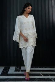 Ivory Embroidered Chikan Kari Luxury Pret Pakistani Salwar Kameez