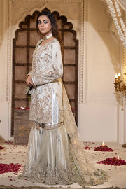 Elegant Pakistani Bridal Suit with Embroidered Net Design
