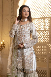 Elegant Pakistani Bridal Suit with Embroidered Net Design