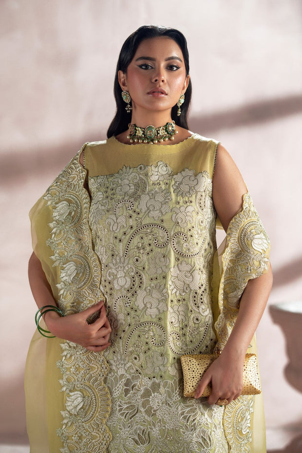 Lime Yellow Elegant 3-Piece Pakistani Designer Dress
