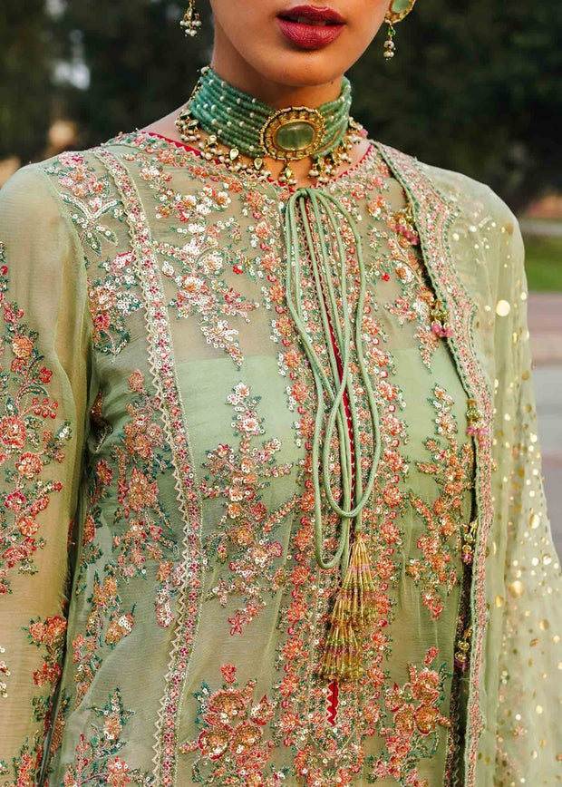 Kameez Dupatta and Sharara Mint Green Pakistani Wedding Dress