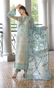 Kameez Trouser Dupatta Blue Pakistani Wedding Dress