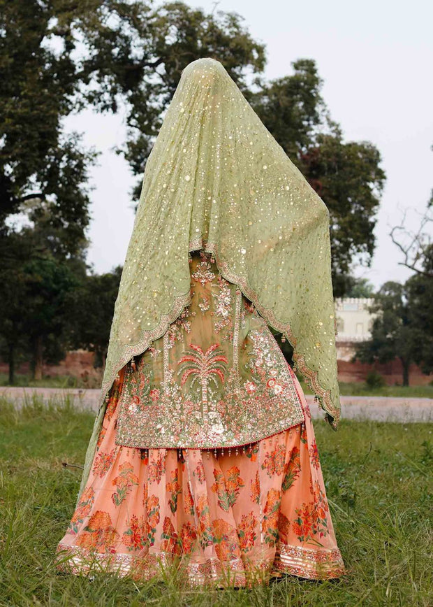 Kameez and Sharara Dupatta Mint Green Pakistani Wedding Dress