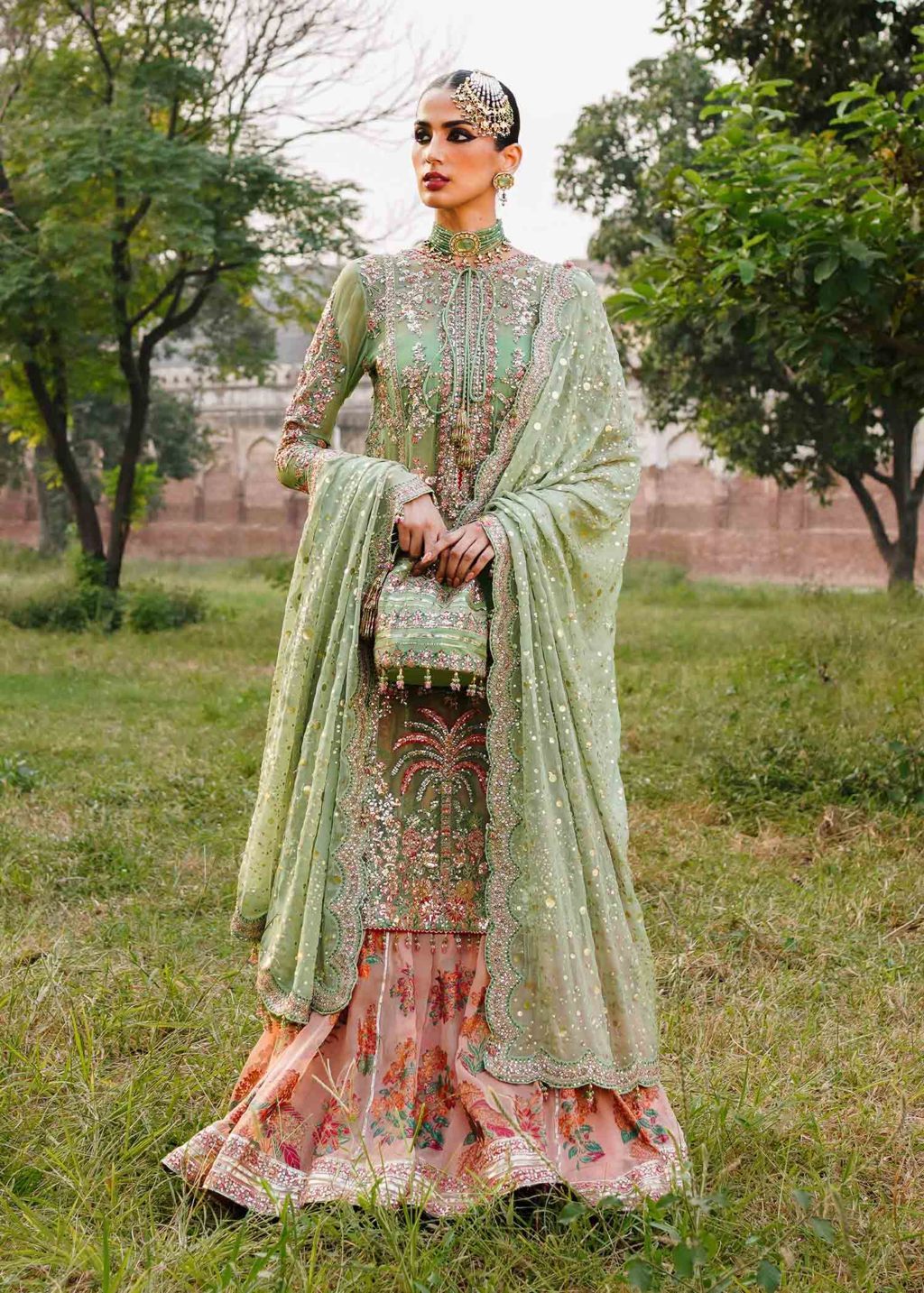 mint green pakistani wedding dress Kameez and Sharara Mint Green Pakistani Wedding Dress MEDIUM