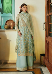 Kameez and Trouser Style Sea Green Pakistani Wedding Dress