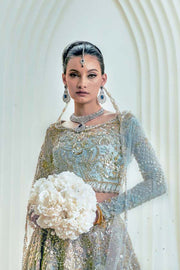 Elegant Pakistani Bridal Dress in Ivory Silk with Intricate Embro
