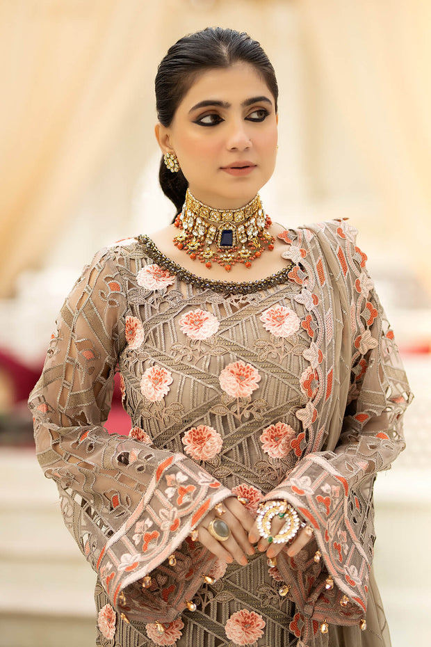 Embroidered Organza Gown With Dupatta 1231
