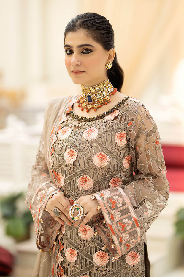 Embroidered Organza Gown With Dupatta 1231