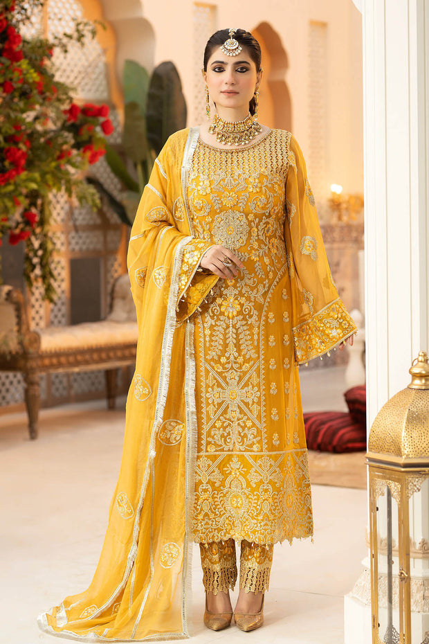 Embroidered Organza Gown With Dupatta 4610