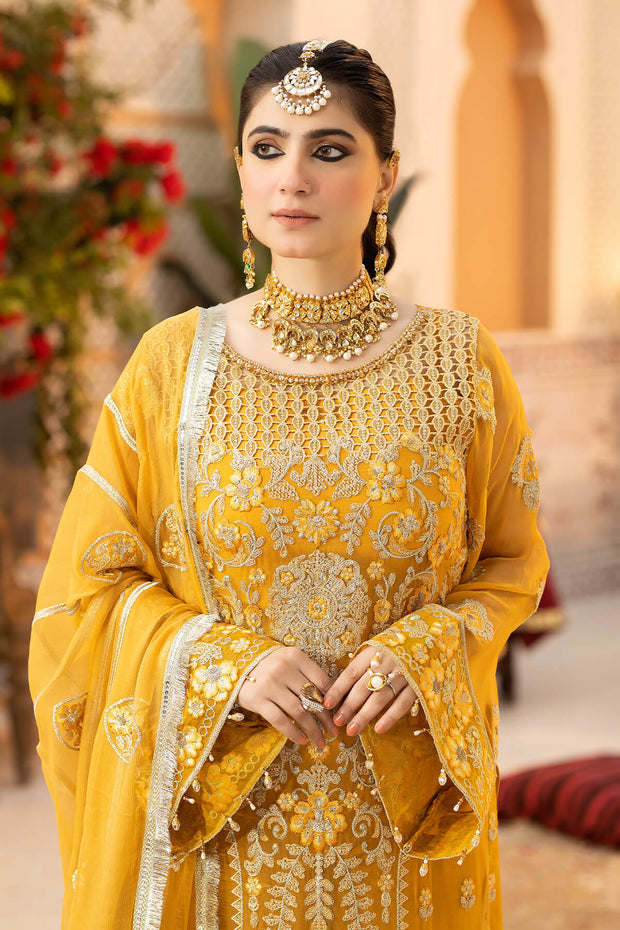 Embroidered Organza Gown With Dupatta 4610