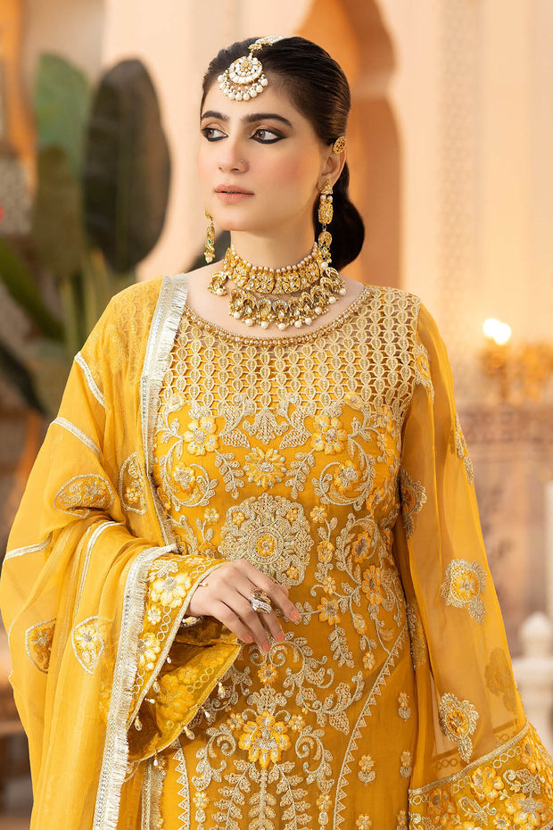 Embroidered Organza Gown With Dupatta 4610