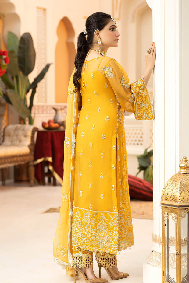Embroidered Organza Gown With Dupatta 4610