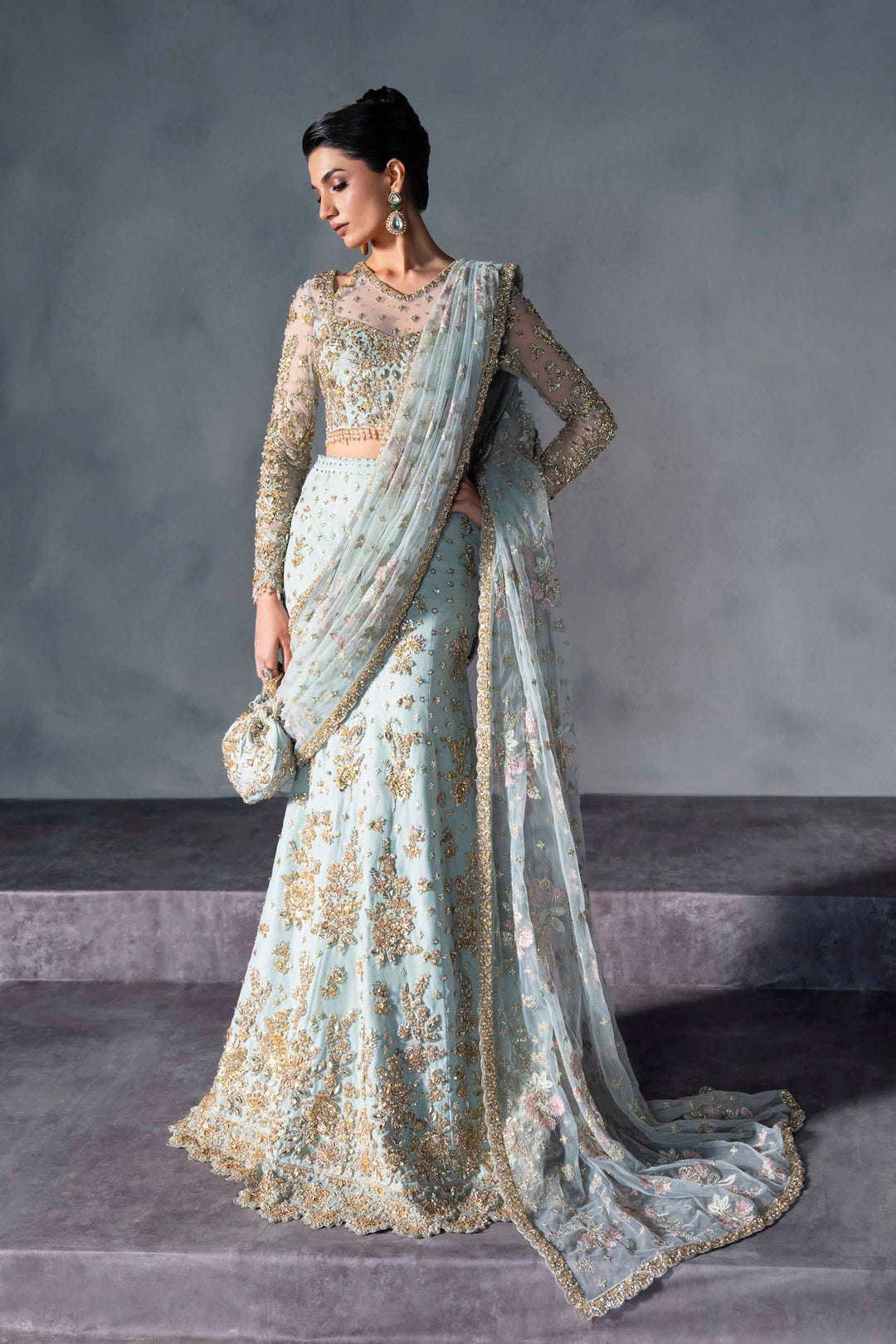 Latest Blue Bridal Lehenga Choli and Dupatta Dress for Wedding