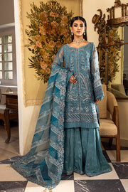 Latest Blue Pakistani Party Dress in Kameez and Sharara Style
