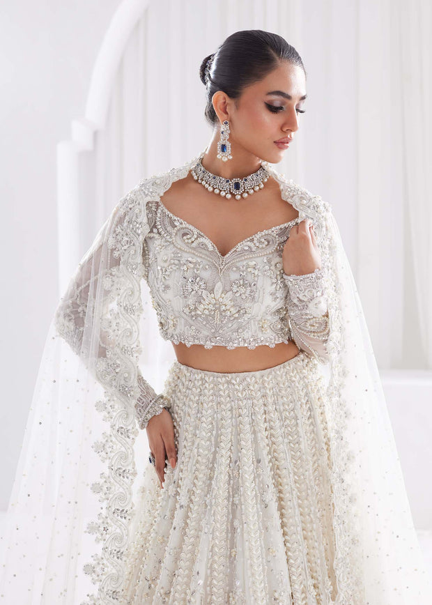 Latest Bridal Lehenga Choli White Pakistani Wedding Dress