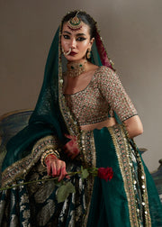 Latest Bridal Mehndi Dress in Green Lehenga and Choli Style
