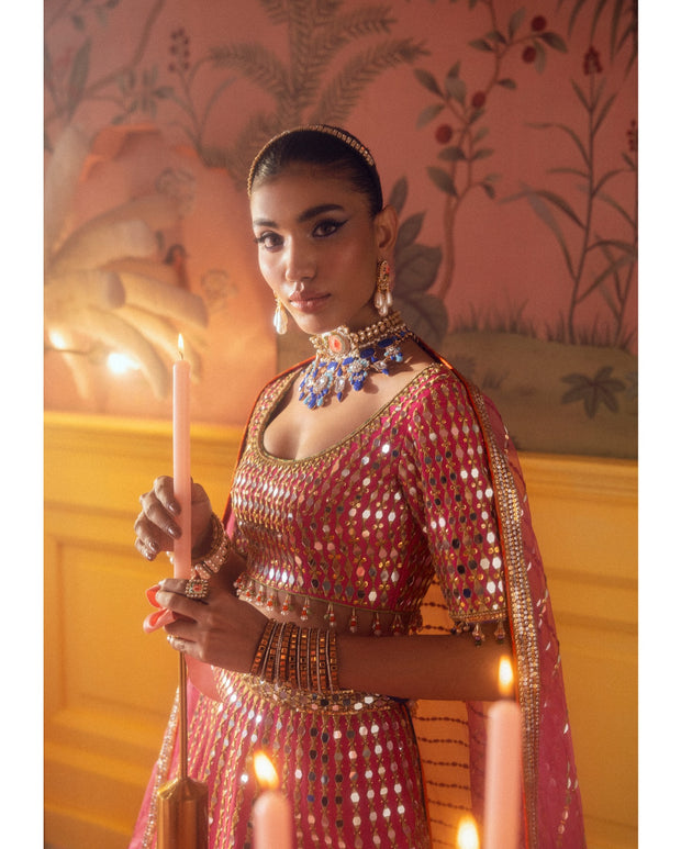 Latest Bridal Wedding Dress in Pink Choli and Lehenga Style