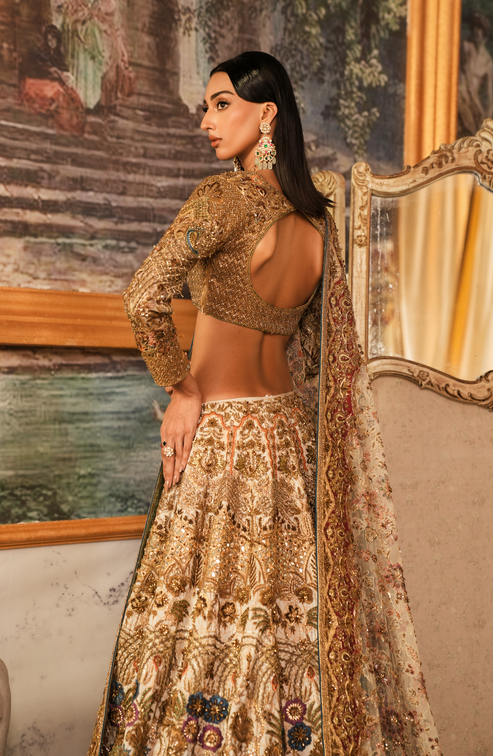 Latest Bridal Wedding Dress in White Lehenga and Choli Style
