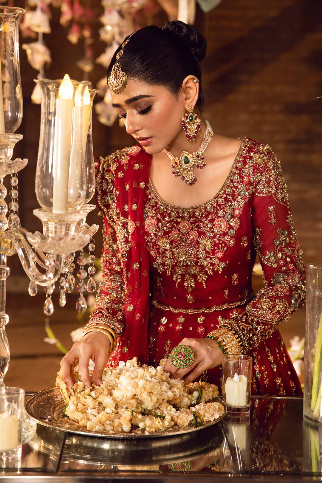 Elegant Deep Red Pakistani Bridal Lehenga Choli