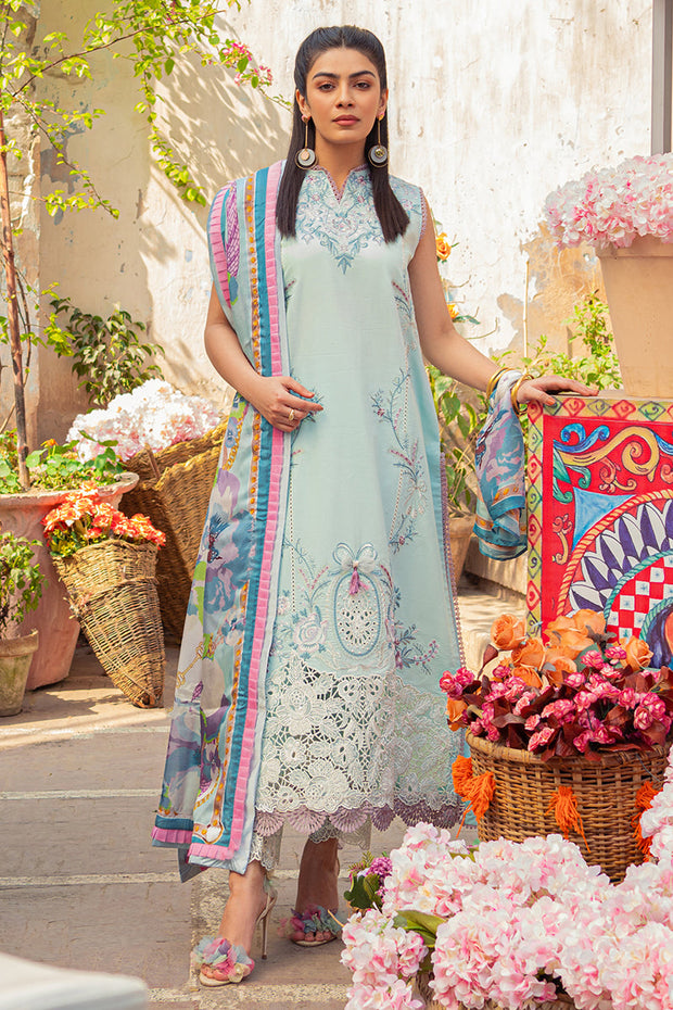 Latest Elegant Blue Pakistani Salwar Kameez with Printed Dupatta