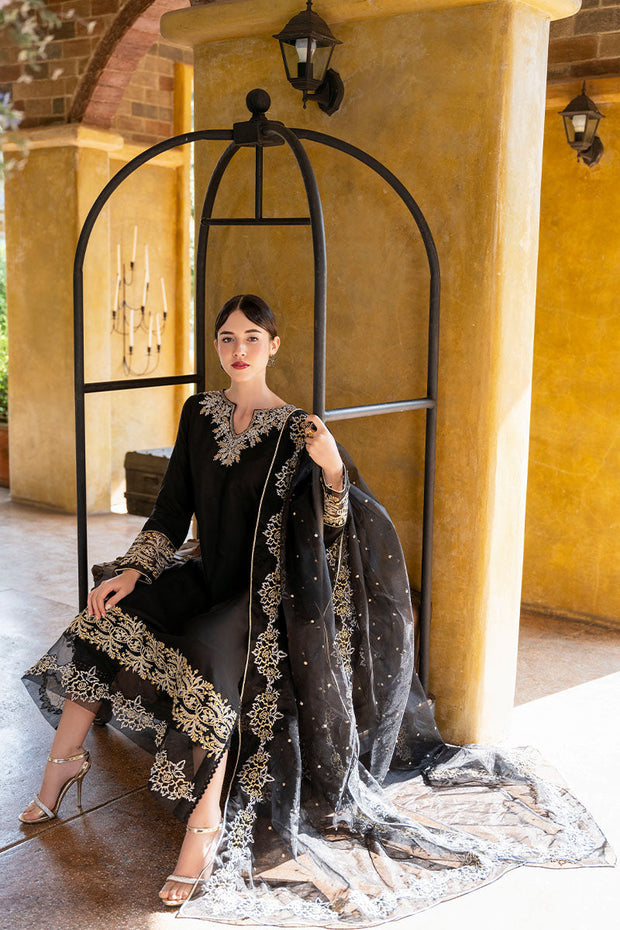 Latest Embellished Black Pakistani Salwar Kameez with Dupatta