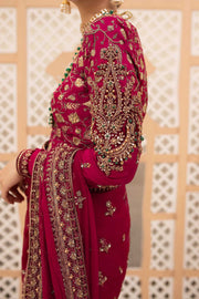 Latest Embellished Bridal Wedding Dress in Red Saree Style