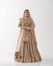 Embellished Golden Lehenga Choli with Dupatta Dress – Nameera by Farooq