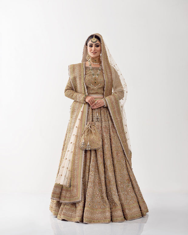 Latest Embellished Golden Lehenga Choli with Dupatta Dress