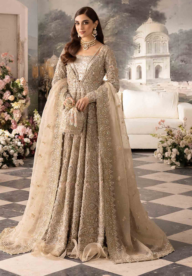 Latest Embellished Ivory Pishwas Gown and Bridal Lehenga Dress