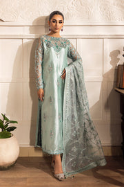 Latest Embellished Kameez Trouser Blue Pakistani Party Dress