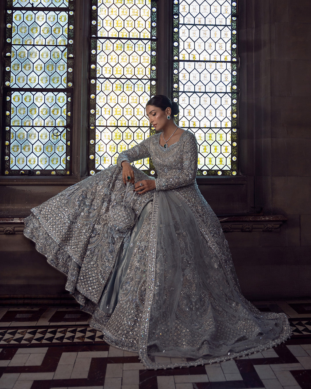 Elegant Pakistani Bridal Dress - Open Gown Lehenga