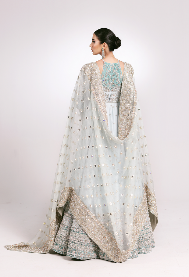 Latest Embellished Pakistani Bridal Dress in Pishwas Style