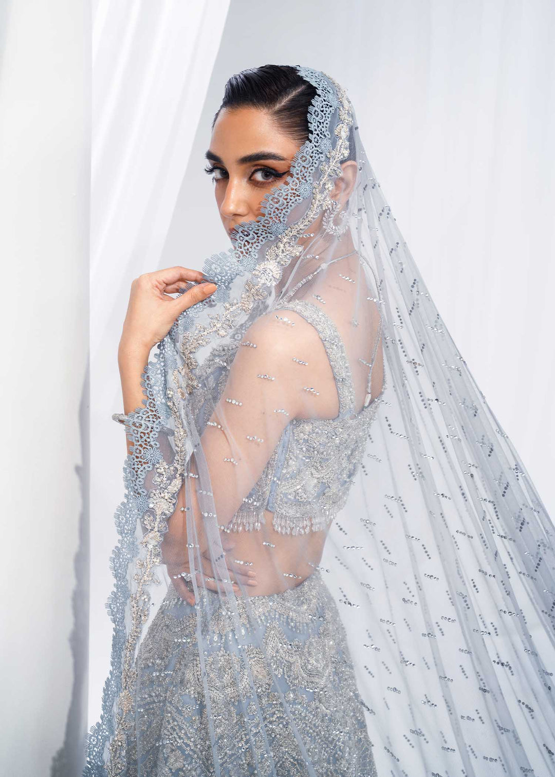 Latest Indian Bridal Dress in Wedding Blue Choli Lehenga Style