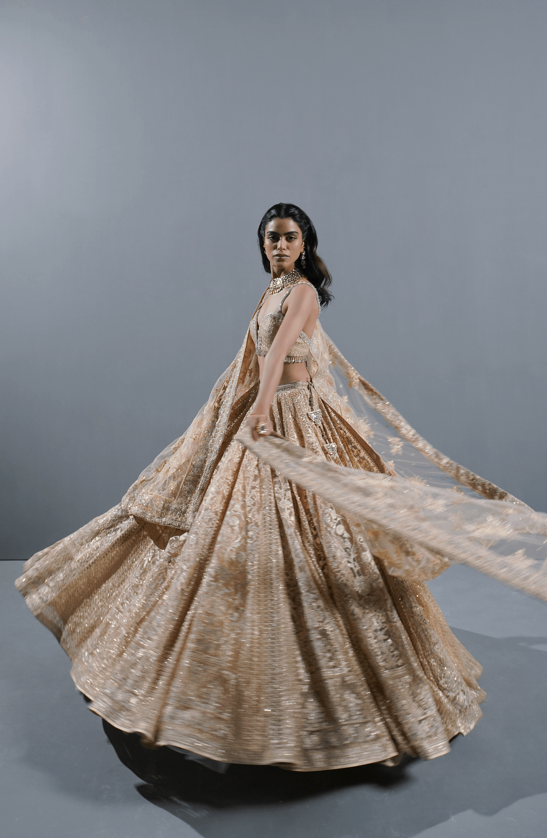 Indian Wedding Dress in Bridal Net Lehenga Choli Style
