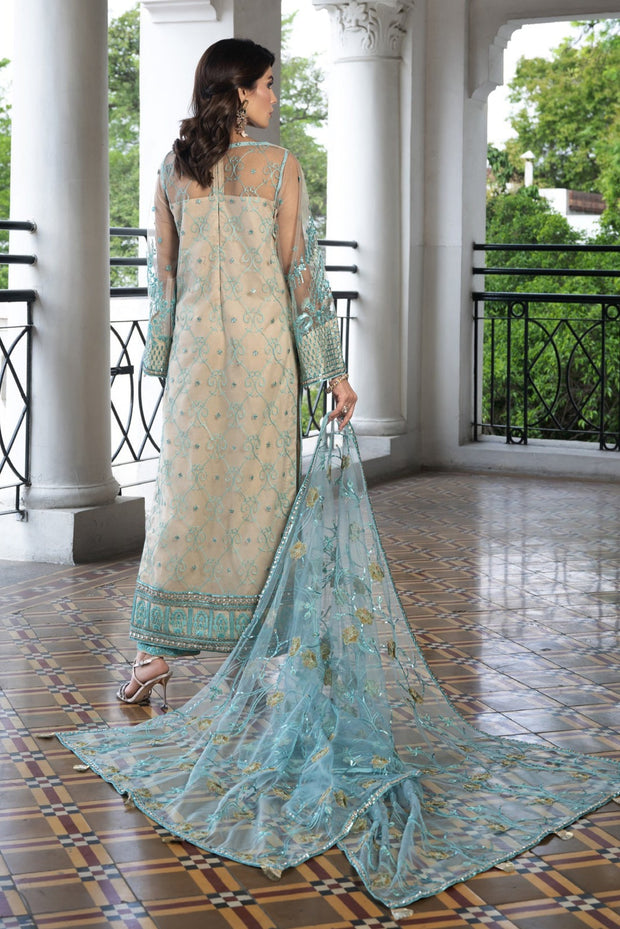 Latest Kameez Trouser Dupatta Blue Pakistani Wedding Dress