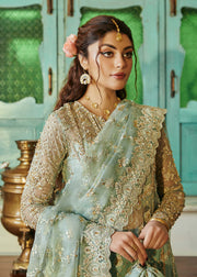 Latest Kameez Trouser Style Sea Green Pakistani Wedding Dress