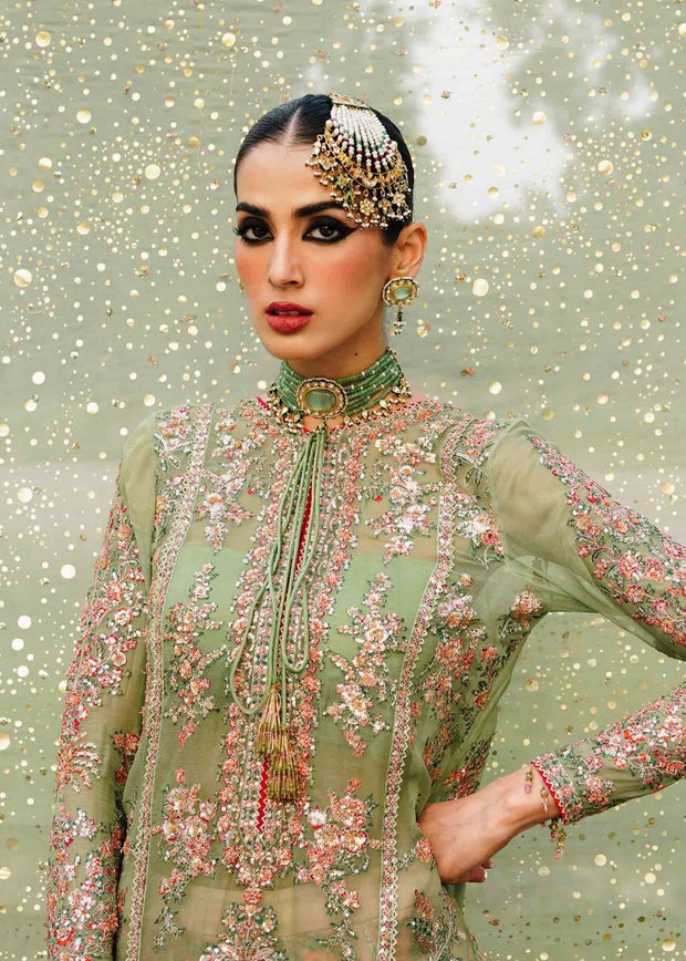 Latest Kameez and Sharara Mint Green Pakistani Wedding Dress