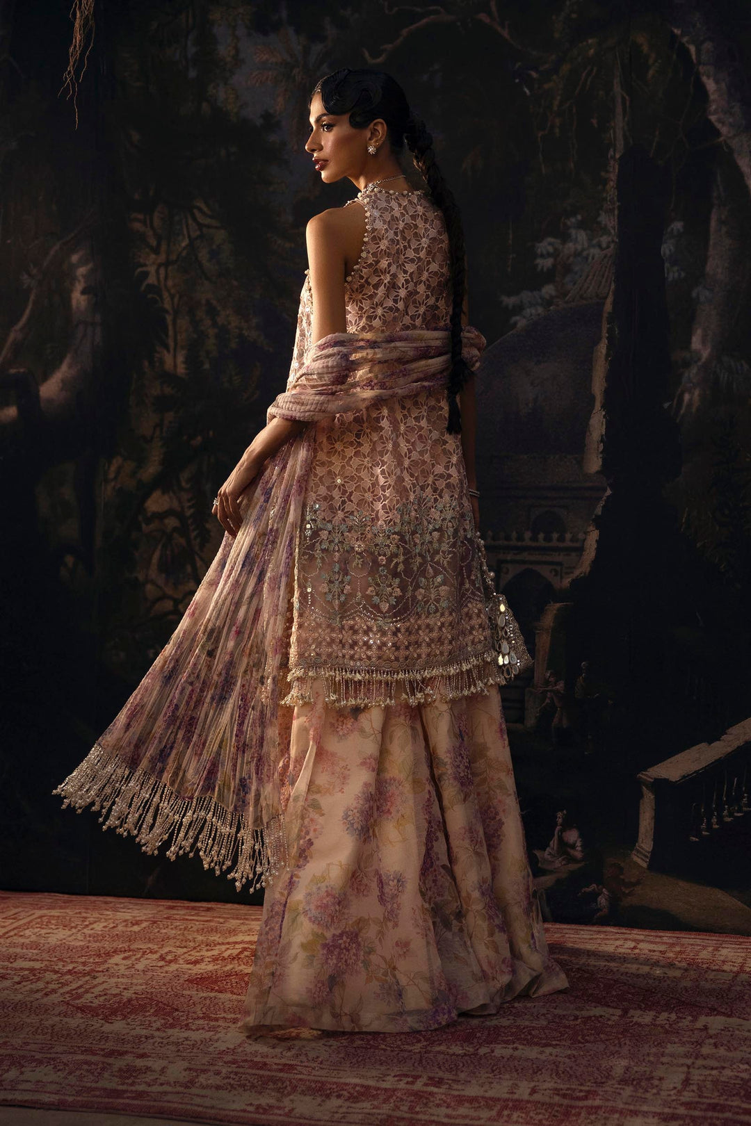 Lilac Serenity with Cutwork Elegance Pakistani Party Dress