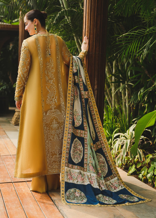 Latest Luxury Marigold Embroidered Pakistani Wedding Dress Kameez Trousers