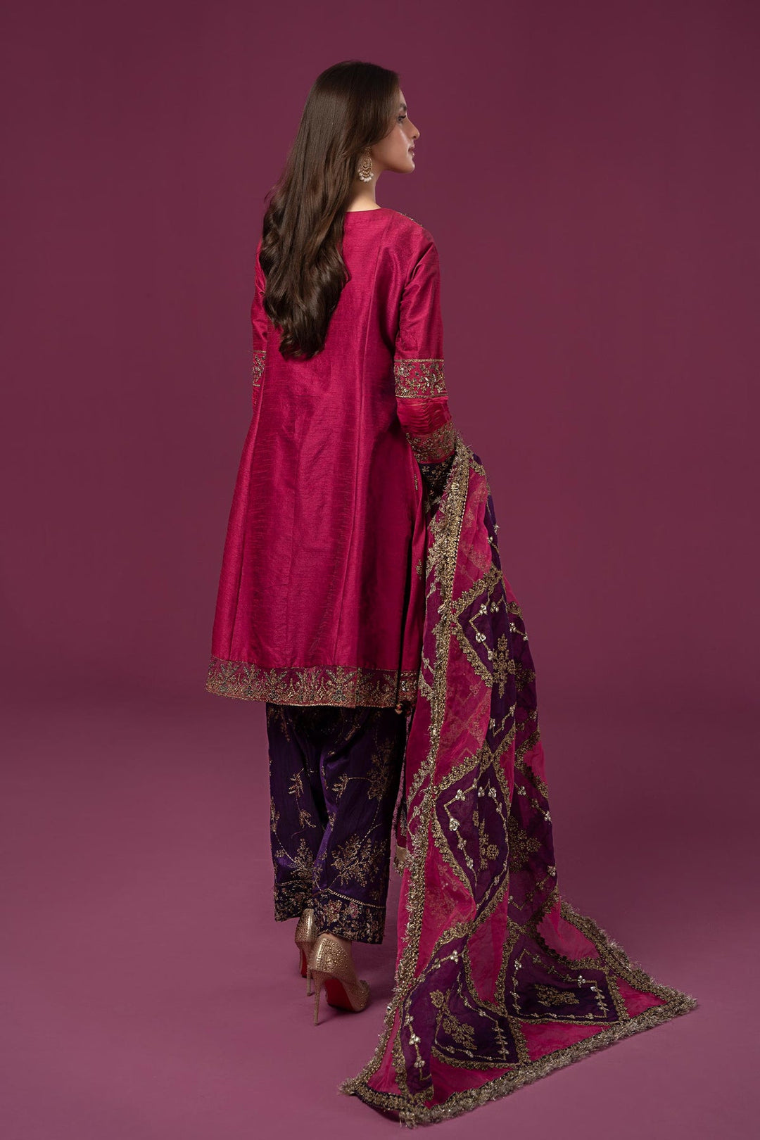 Latest Maria B Raw Silk Salwar Kameez Pakistani Party Dress
