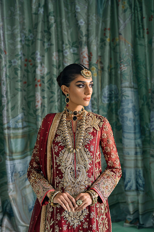Latest Maroon Kameez Trouser Dupatta Pakistani Wedding Dress