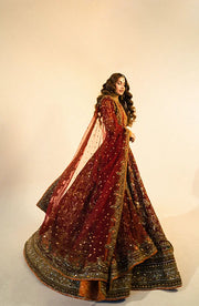 Latest Maroon Pakistani Bridal Dress in Lehenga Choli Style