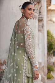 Latest Mint Green Embroidered Pakistani Wedding Dress in Gown Gharara Style