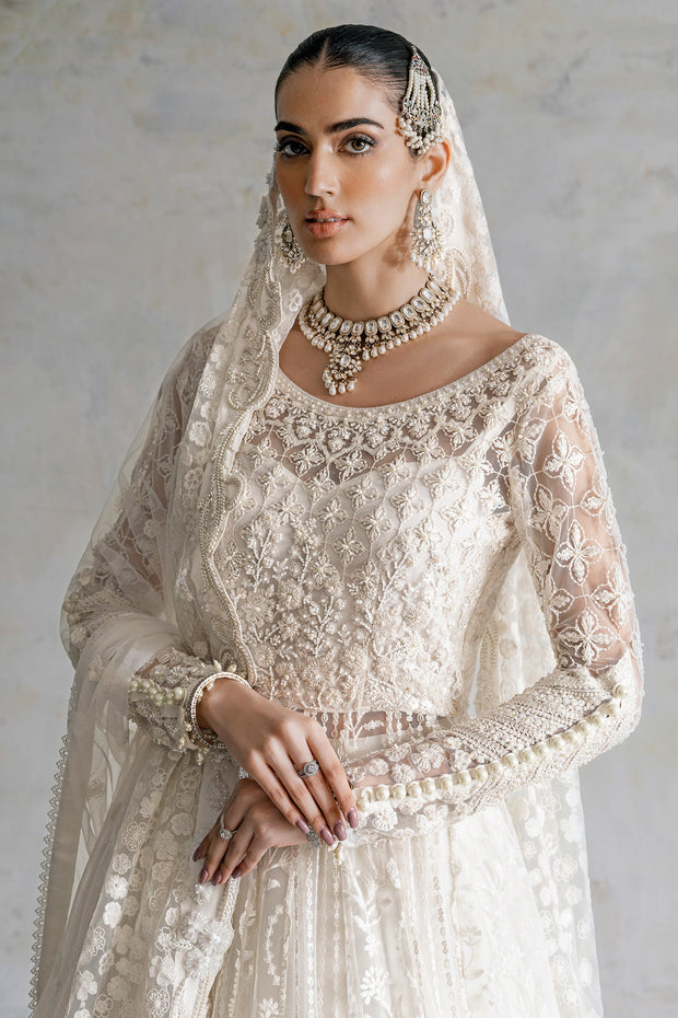 Latest Nikkah Dress in Pishwas Frock and White Lehenga Style