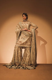 Latest Pakistani Bridal Dress in Farshi Gharara Kameez Style