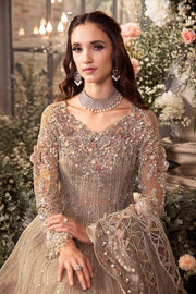 Latest Pakistani Bridal Dress in Grey Lehenga Pishwas Style